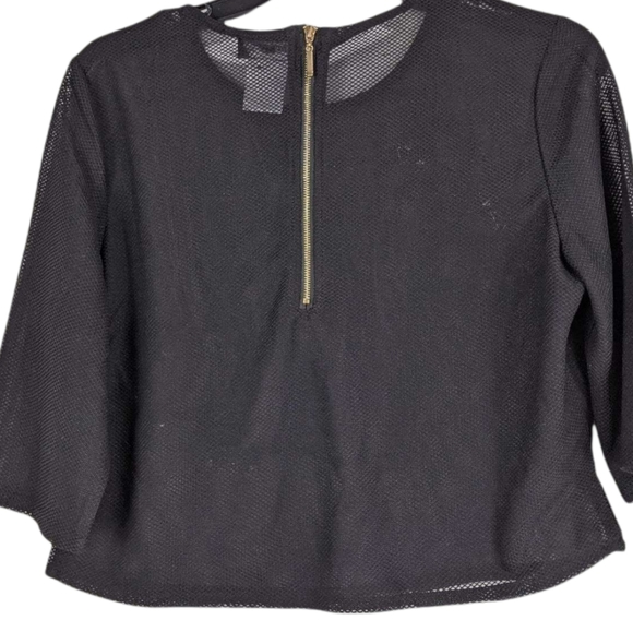 NWT Luciana Knitwear Boutique Mesh Semi Sheer Knit Floral Applique Top sz XL - Picture 3 of 4